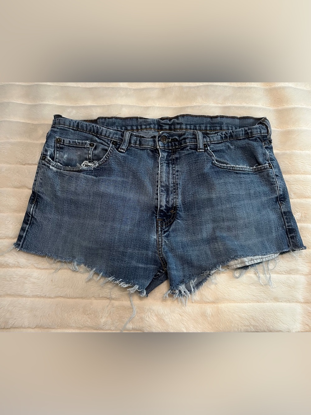 VTG Levis 569 Women Approx 16 Denim Cutoff Shorts Blue Jean Distressed High Rise